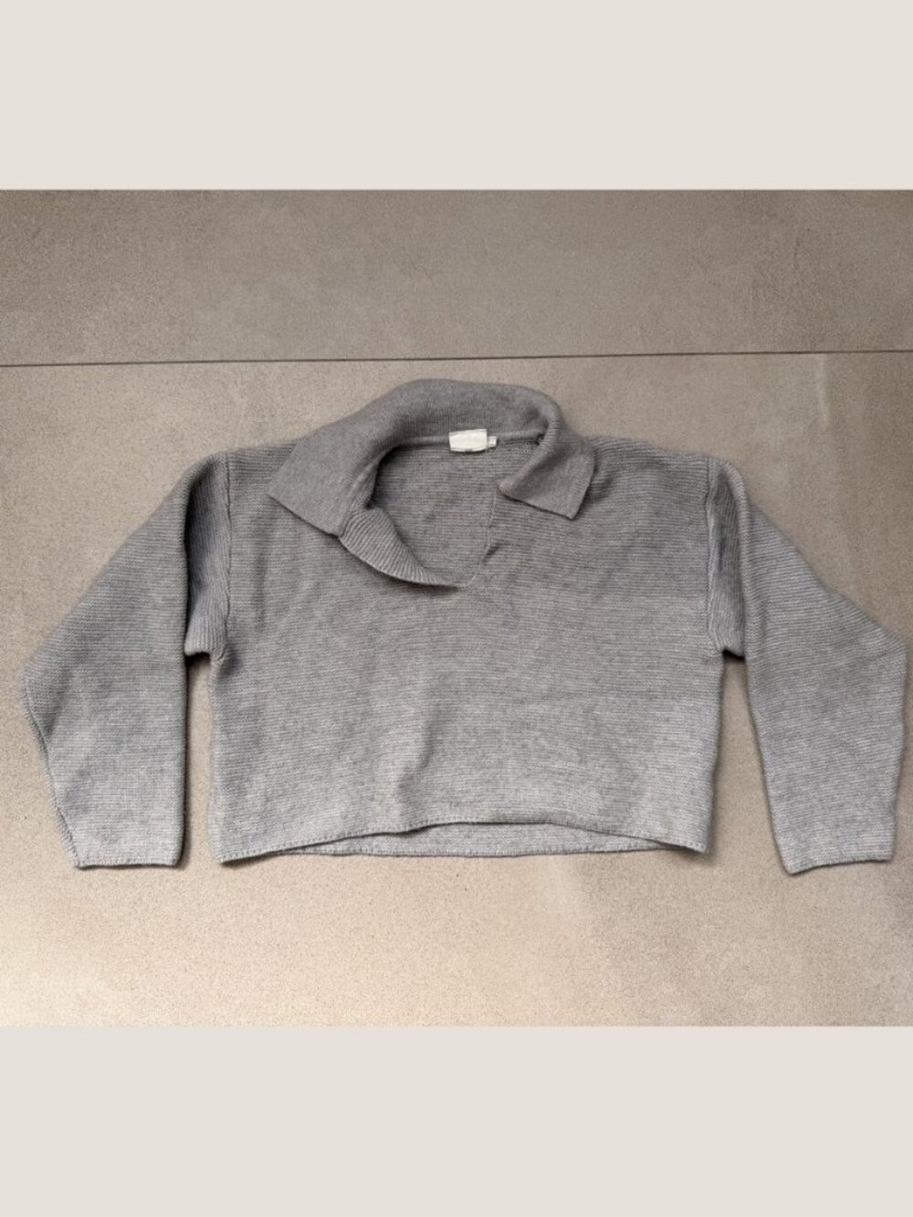 NIA Grey Ribbed Cropped Turtleneck Sweater Size S